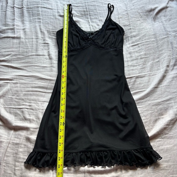 NWOT Forever 21 Black Ruffle Hem Slip Dress - Picture 5 of 5